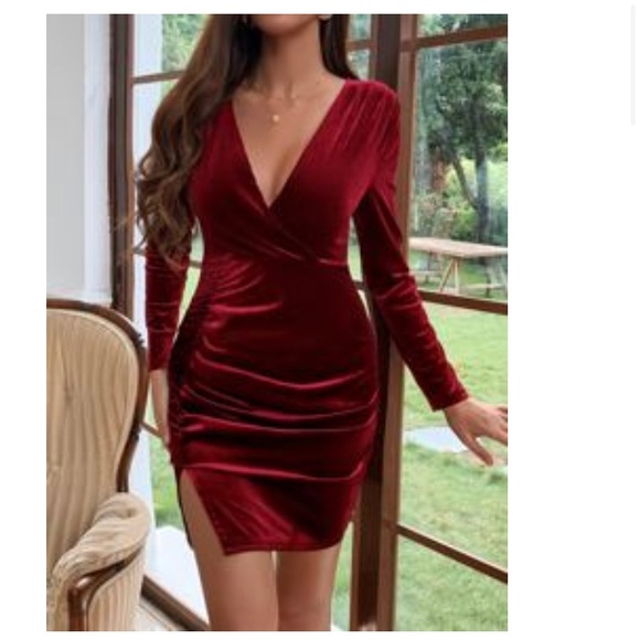 EUC SHEIN red velvet dress - Picture 2 of 2